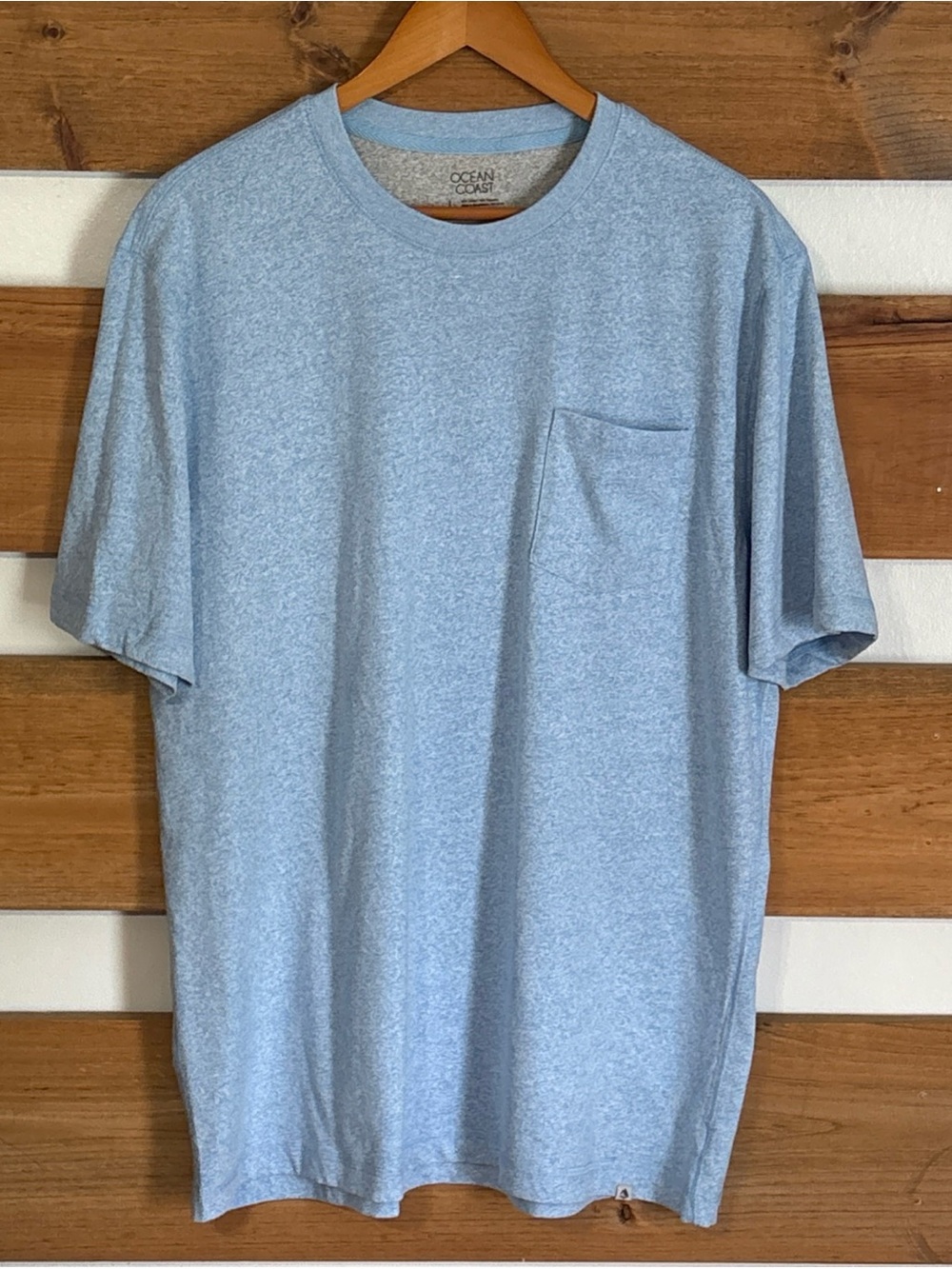 Ocean + Coast Blue Heathered Soft Short Sleeve Preppy Men's Pocket Tee Size L